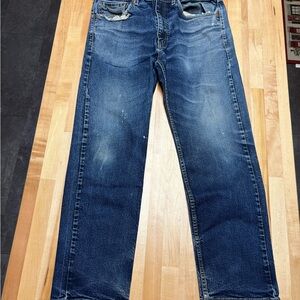 Levi's distressed Men's Dark Blue Straight Jeans